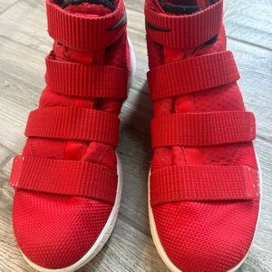 Red mens lebron basketball sneakers